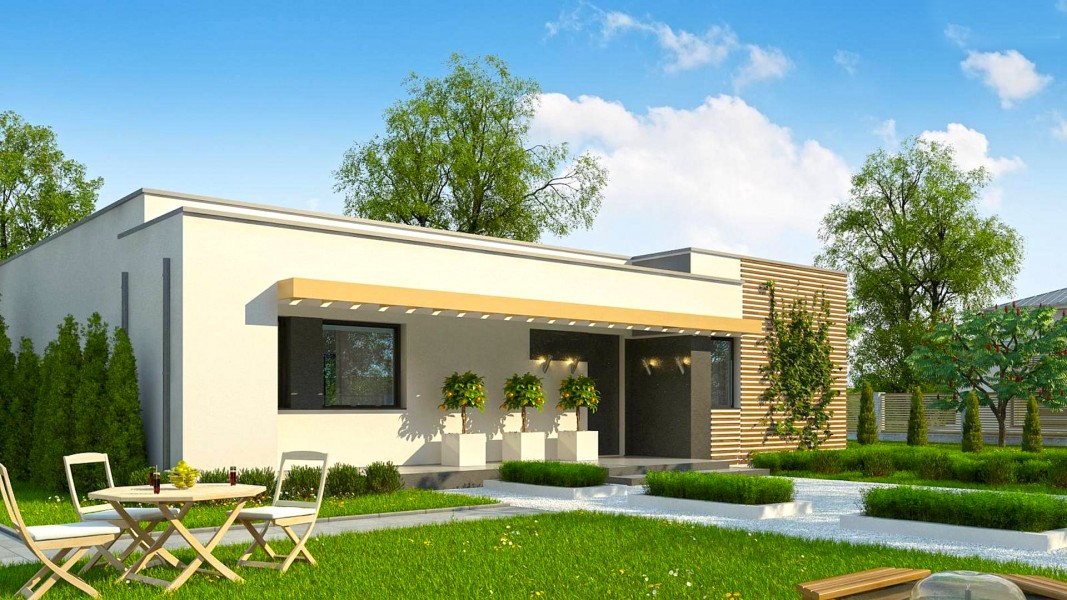 Проект одноэтажного дома 116 строительство из кирпича или монолита