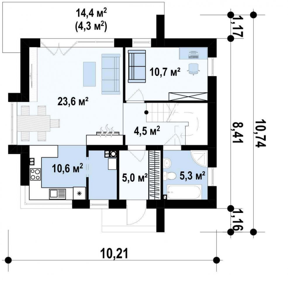 Проект 2х этажного дома 122 кв.м. 