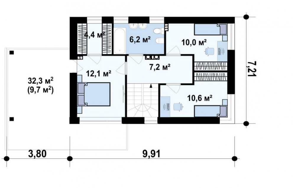 Проект двухэтажного дома 157 кв.м.