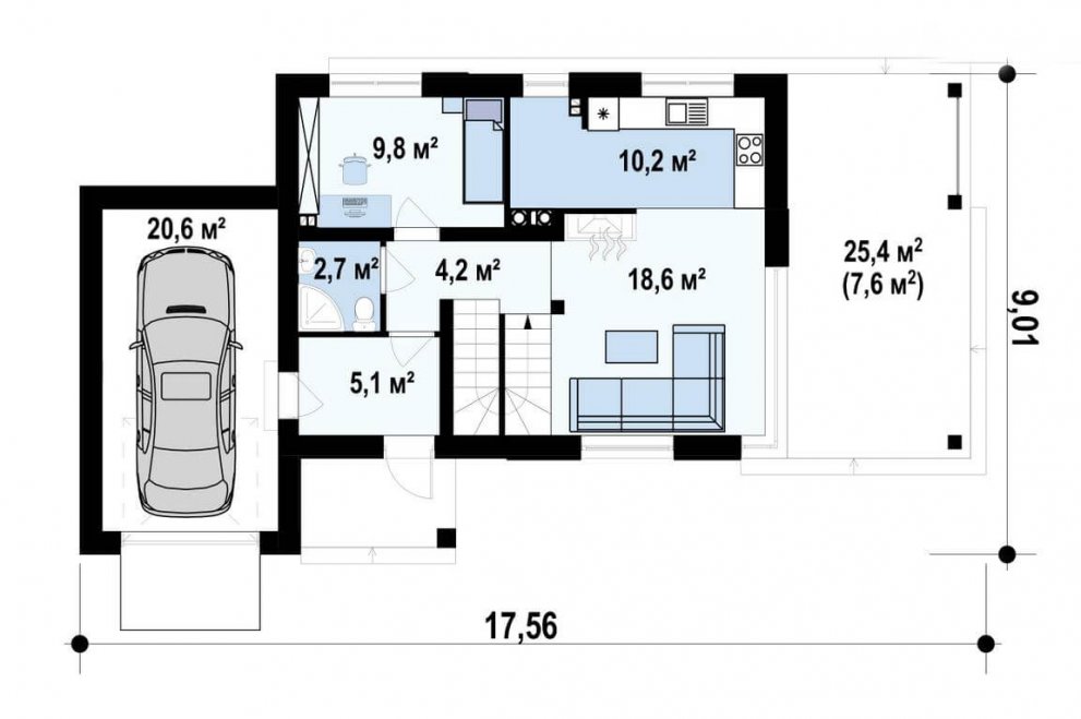 Проект двухэтажного дома 157 кв.м.