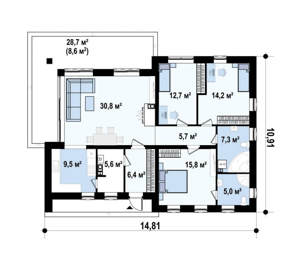 Проект дома 121 кв.м.
