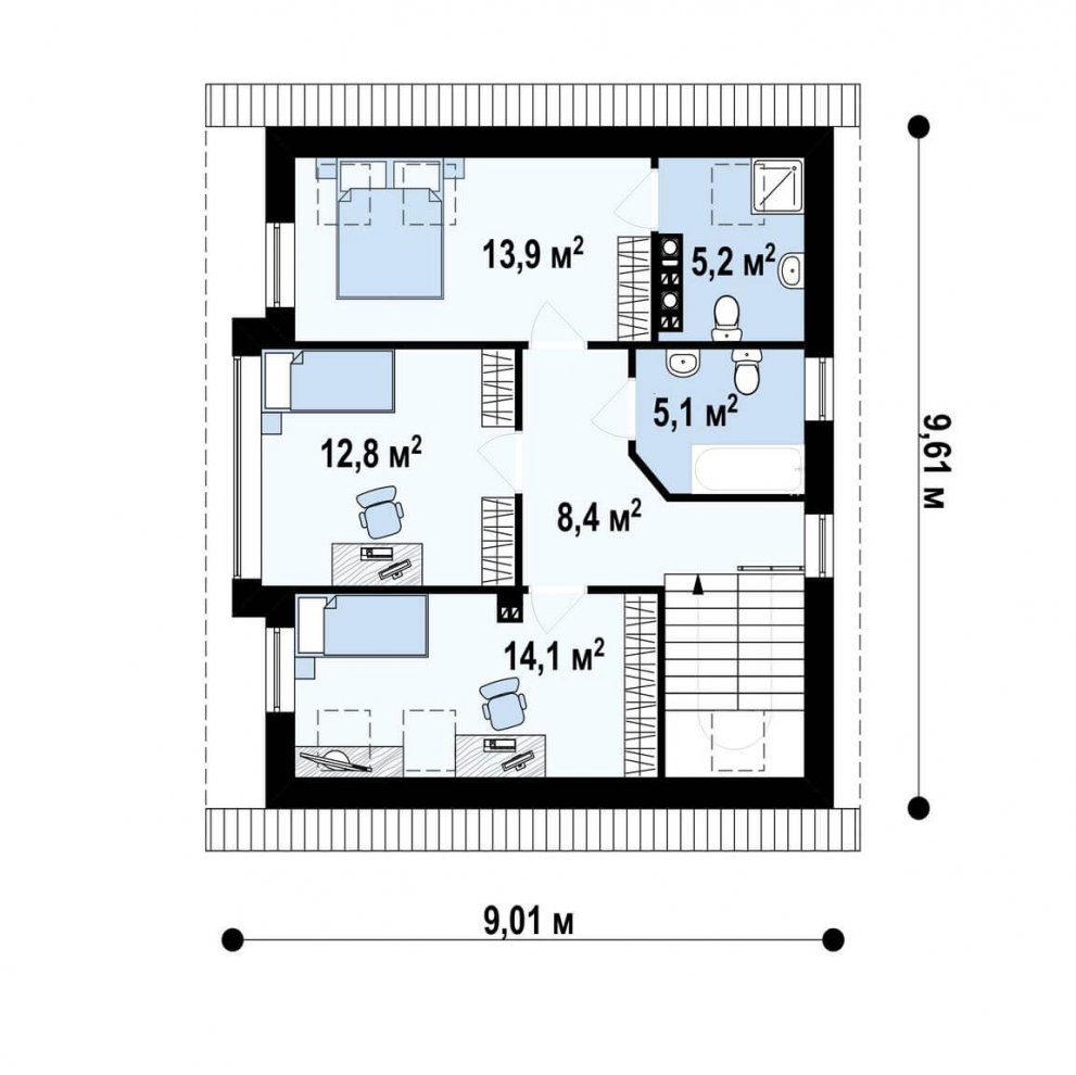 Проект двухэтажного дома 155 кв.м.