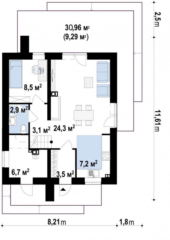 Проект двухэтажного дома 124 кв.м.