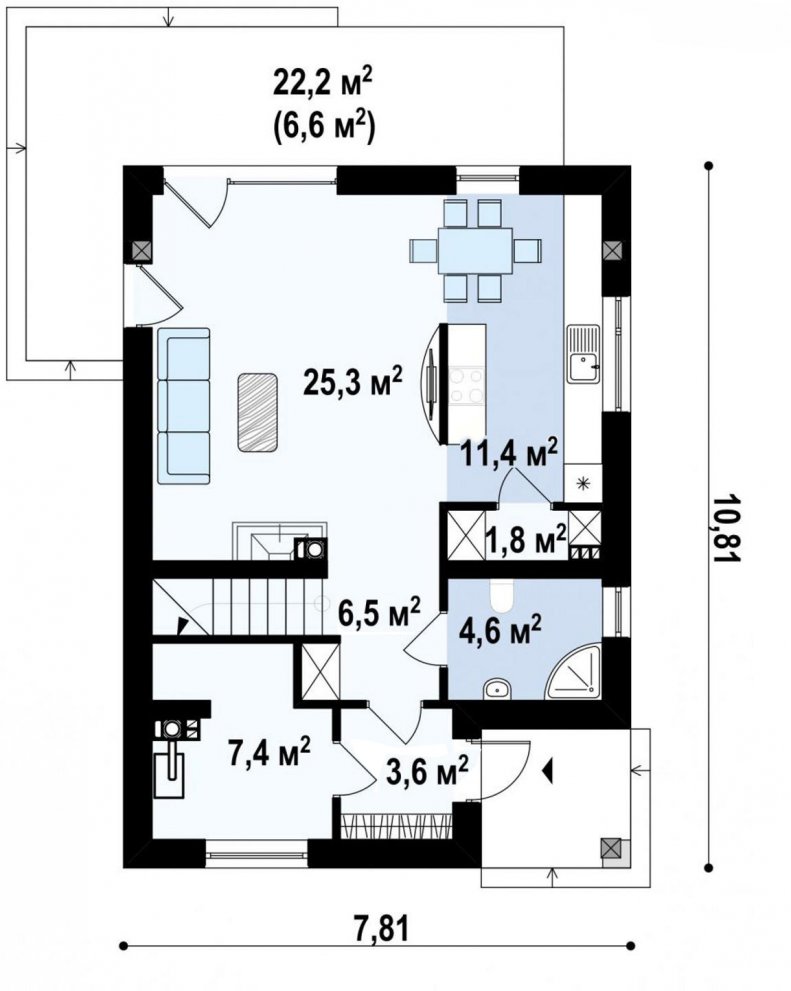 Проект коттеджа 114 квадратных метров