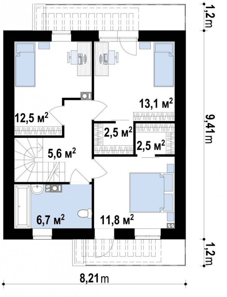 Проект двухэтажного дома 124 кв.м.