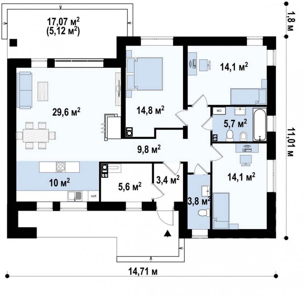 Проект коттеджа 116 кв.м.