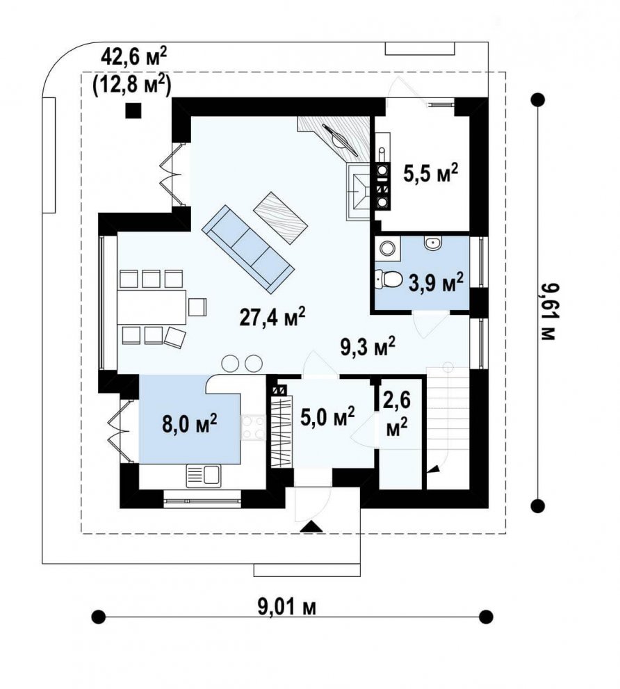 Проект двухэтажного дома 155 кв.м.