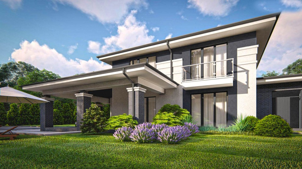 Проект виллы 287 кв.м. двухэтажный коттедж строительство Краснодар